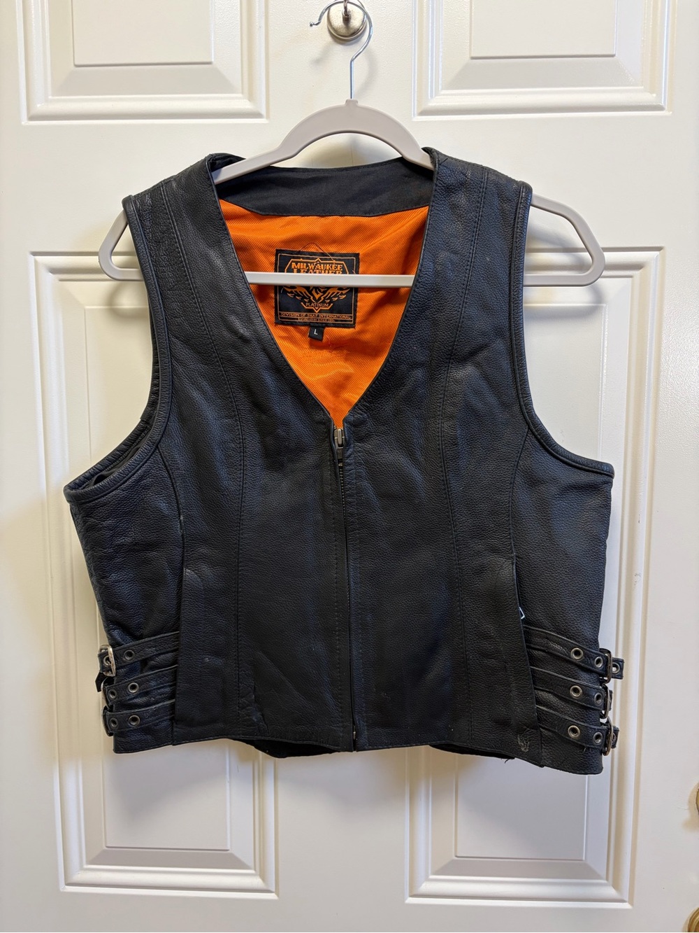 Milwaukee leather black Women’s Motorcycle Riding Vest L